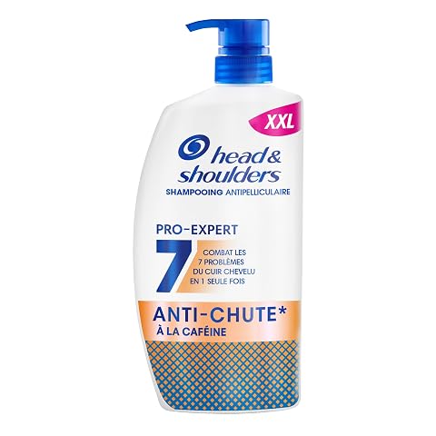 Flacon blanc de shampoing Head & Shoulders de 800 ml avec pompe, posé dans une salle de bain épurée.